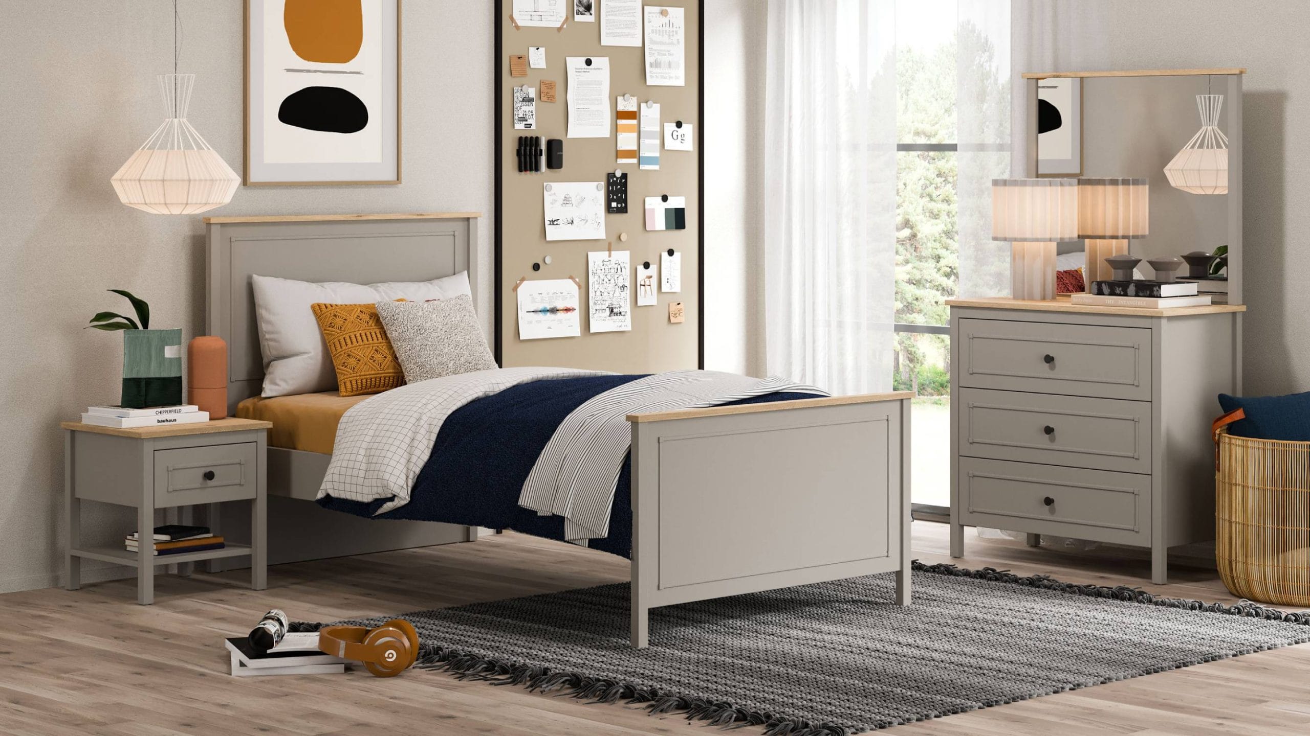 SENTO 100X200 BED FRAME & HB U GREY - Image 2