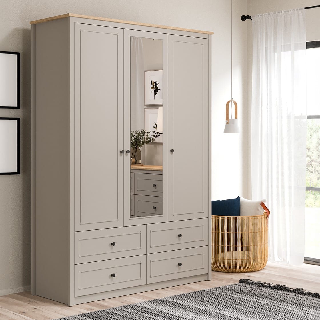 SENTO 3 DOORS WARDROBE WITH DRAWERS U GREY - Image 3