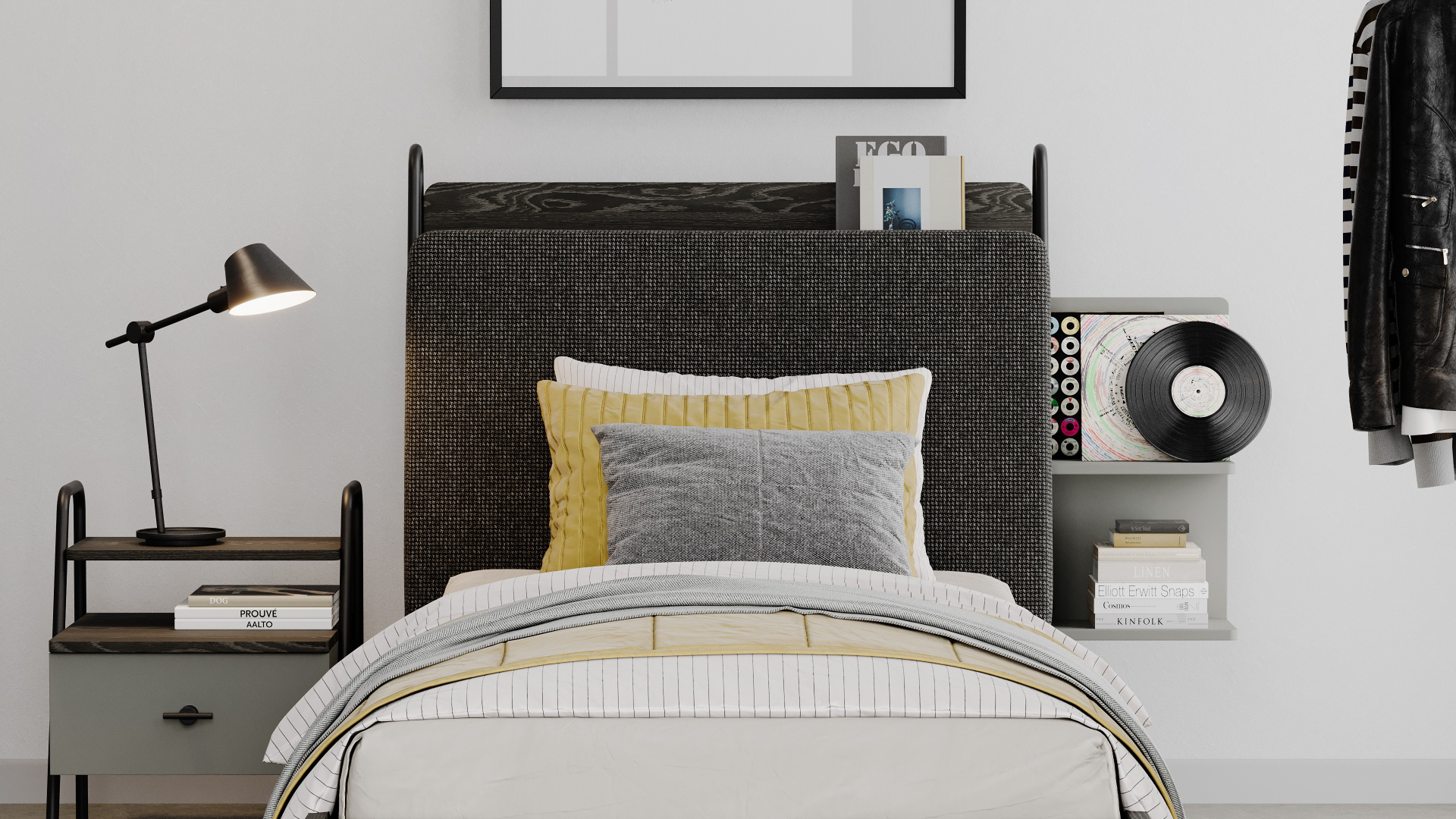 ARWEN 120X200 BED FRAME & HB U DARK_OAK - Image 2