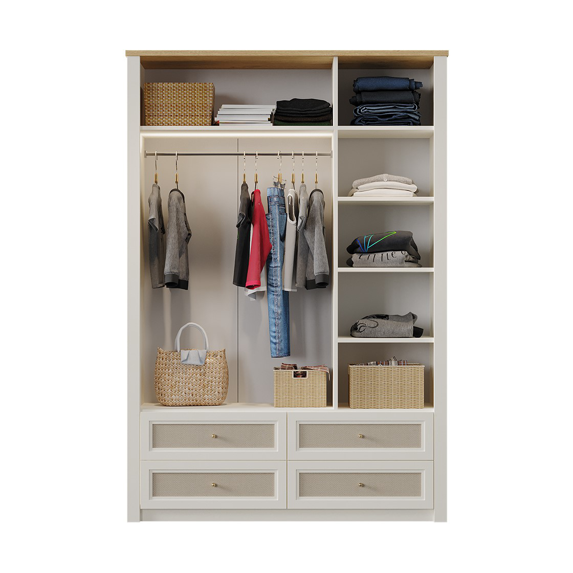 CORSO 3 DOORS WARDROBE WITH DRAWERS U CREAM - Image 2