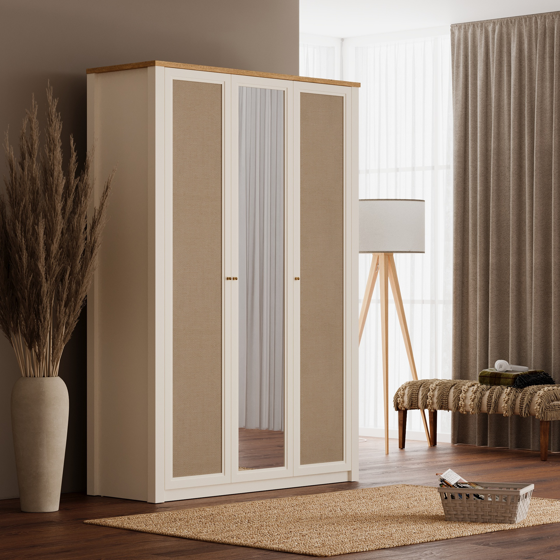 CORSO 3 DOORS WARDROBE U CREAM - Image 2