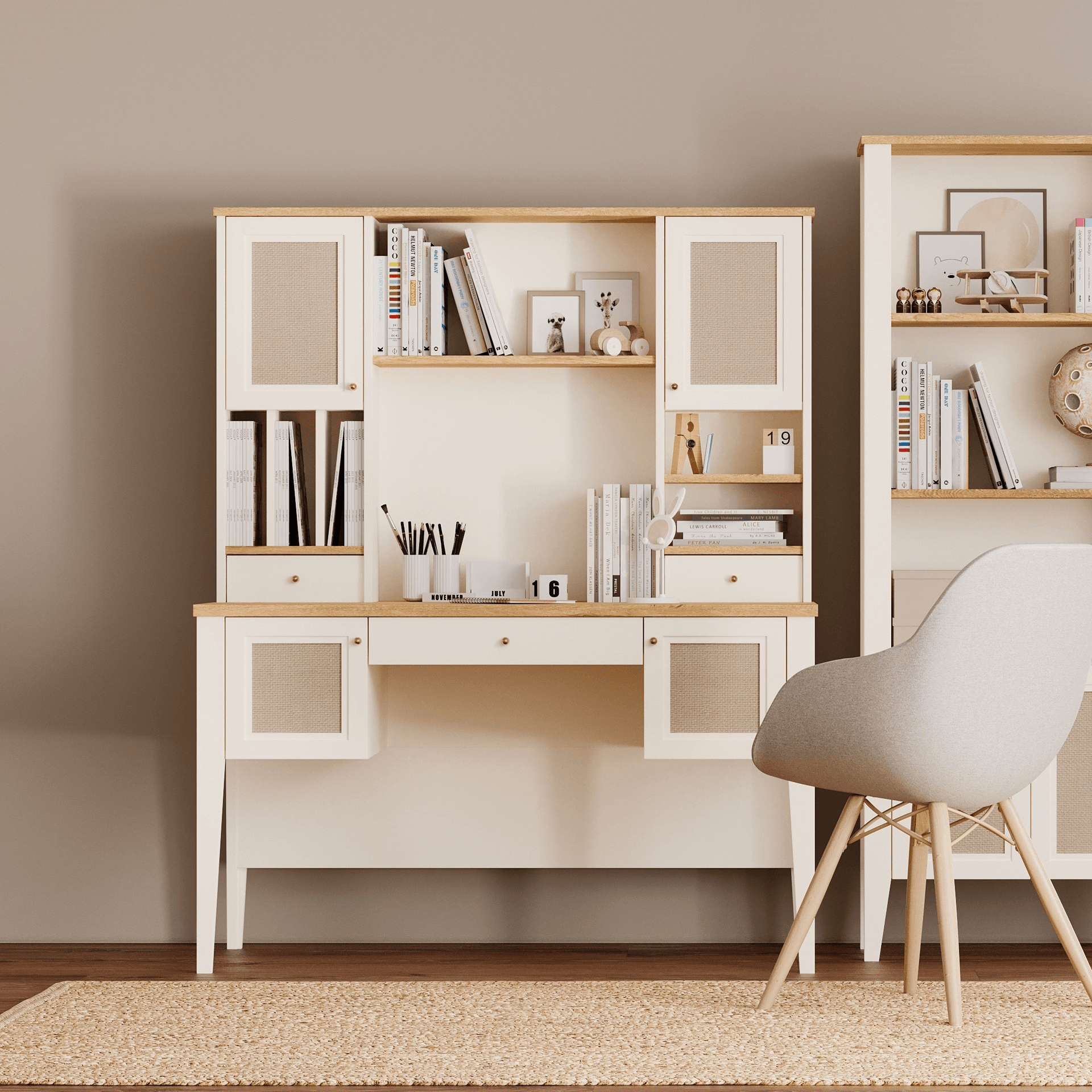 CORSO STUDY DESK AND TOP UNIT LARGE L CREAM - Image 2