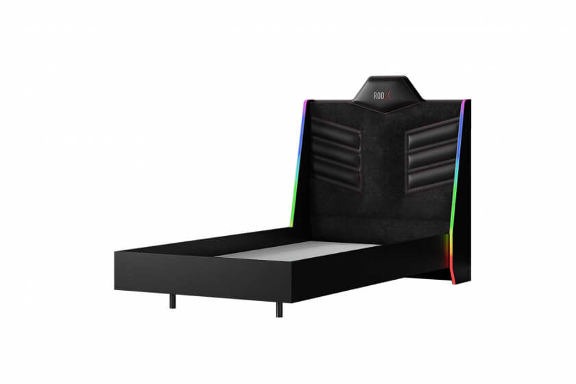 ROOX BED FRAME &HB WITH LED LIGHT U BLACK - Image 4