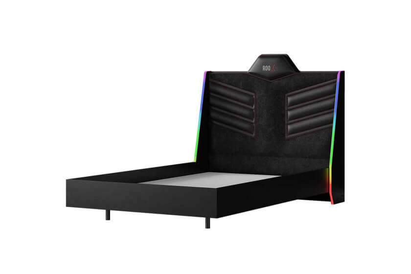 ROOX 120X200 BED FRAME &HB WITH LED LIGHT U BLACK - Image 4