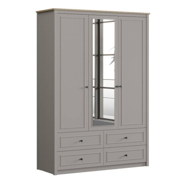 SENTO 3 DOORS WARDROBE WITH DRAWERS U GREY