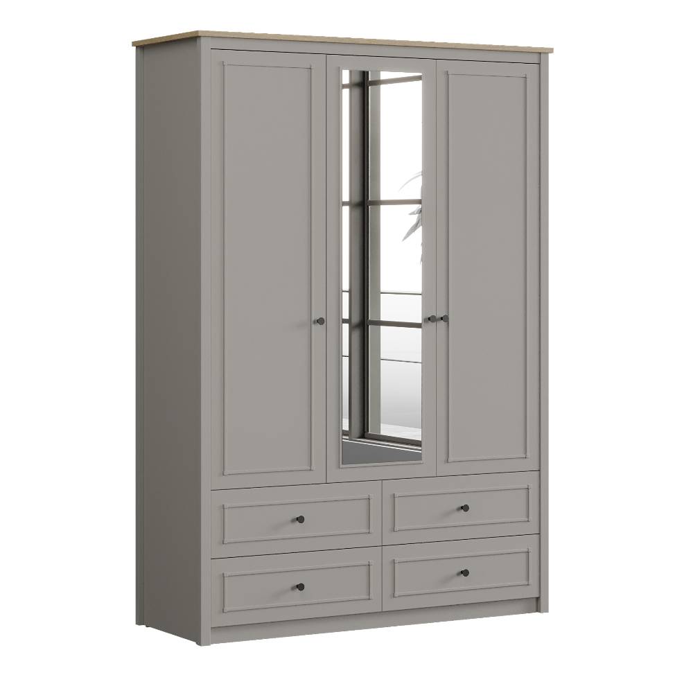 SENTO 3 DOORS WARDROBE WITH DRAWERS U GREY