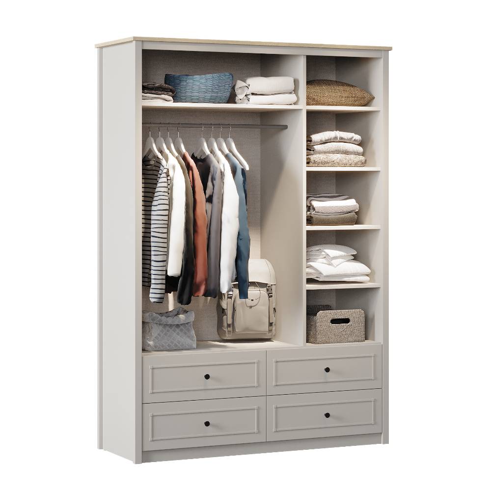SENTO 3 DOORS WARDROBE WITH DRAWERS U GREY - Image 2