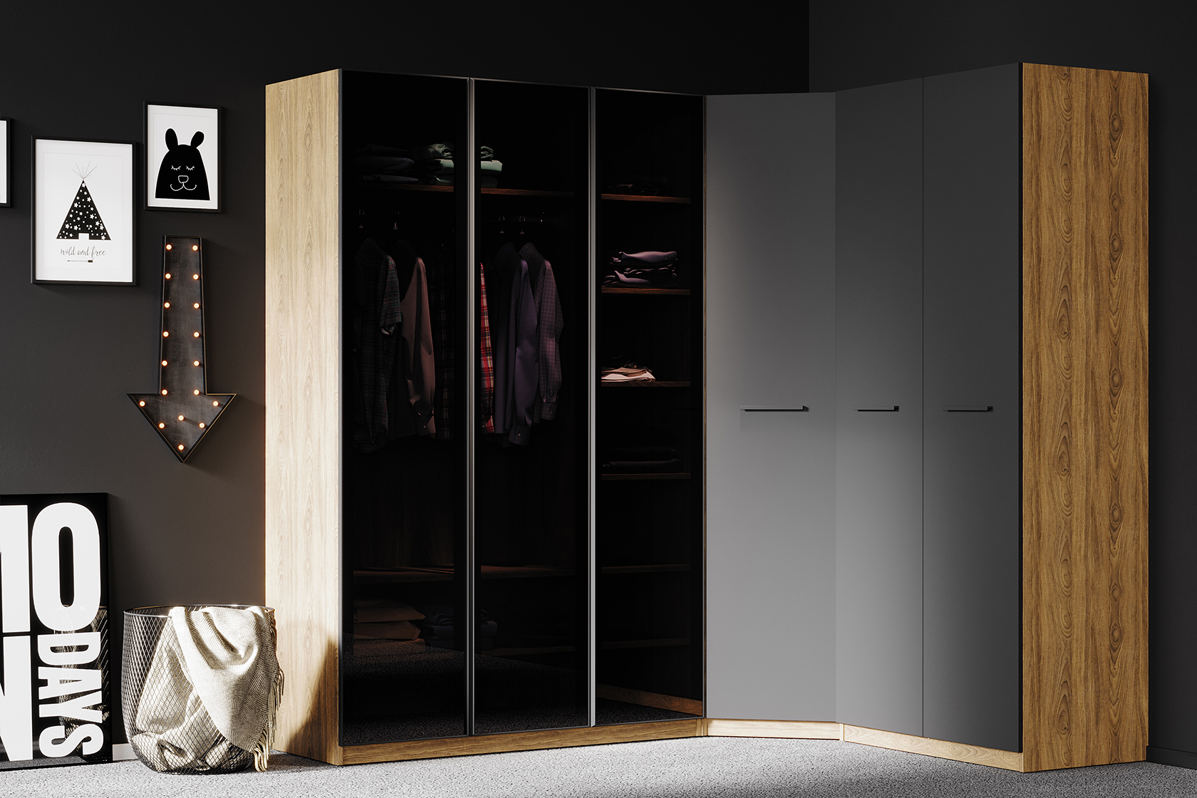 LEGEND 3 DOORS WRD CABINET U WALNUT_DGR - Image 2