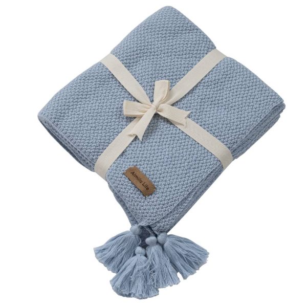 KNIT BLANKET BABY ROVA BLUE (100X100 CM)