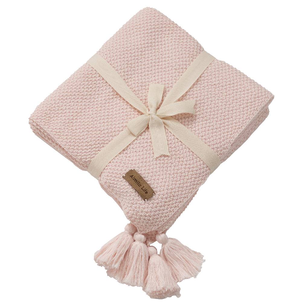 KNIT BLANKET BABY ROVA PINK (100X100 CM)