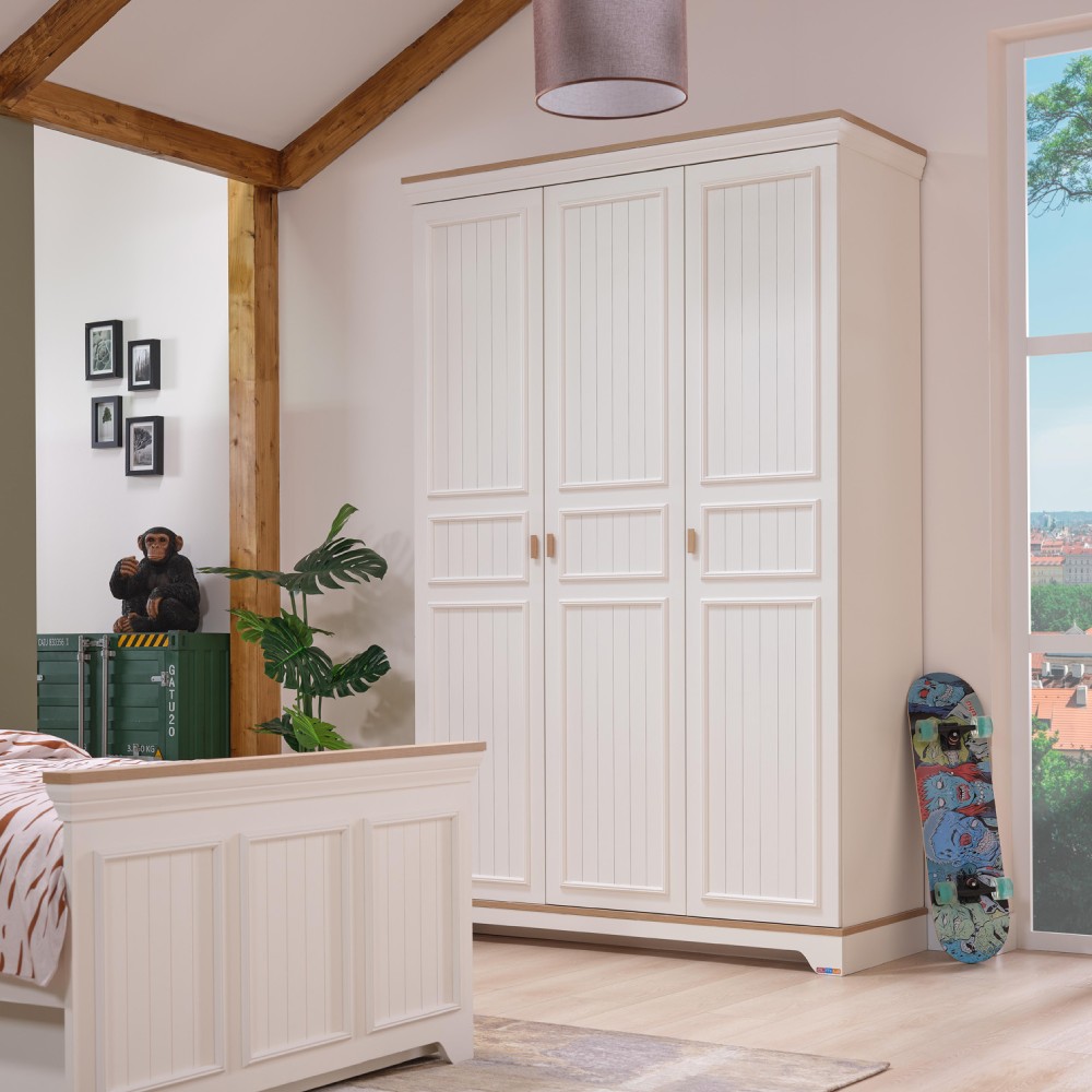 MONTE 3 DOORS WARDROBE CREAM - Image 3