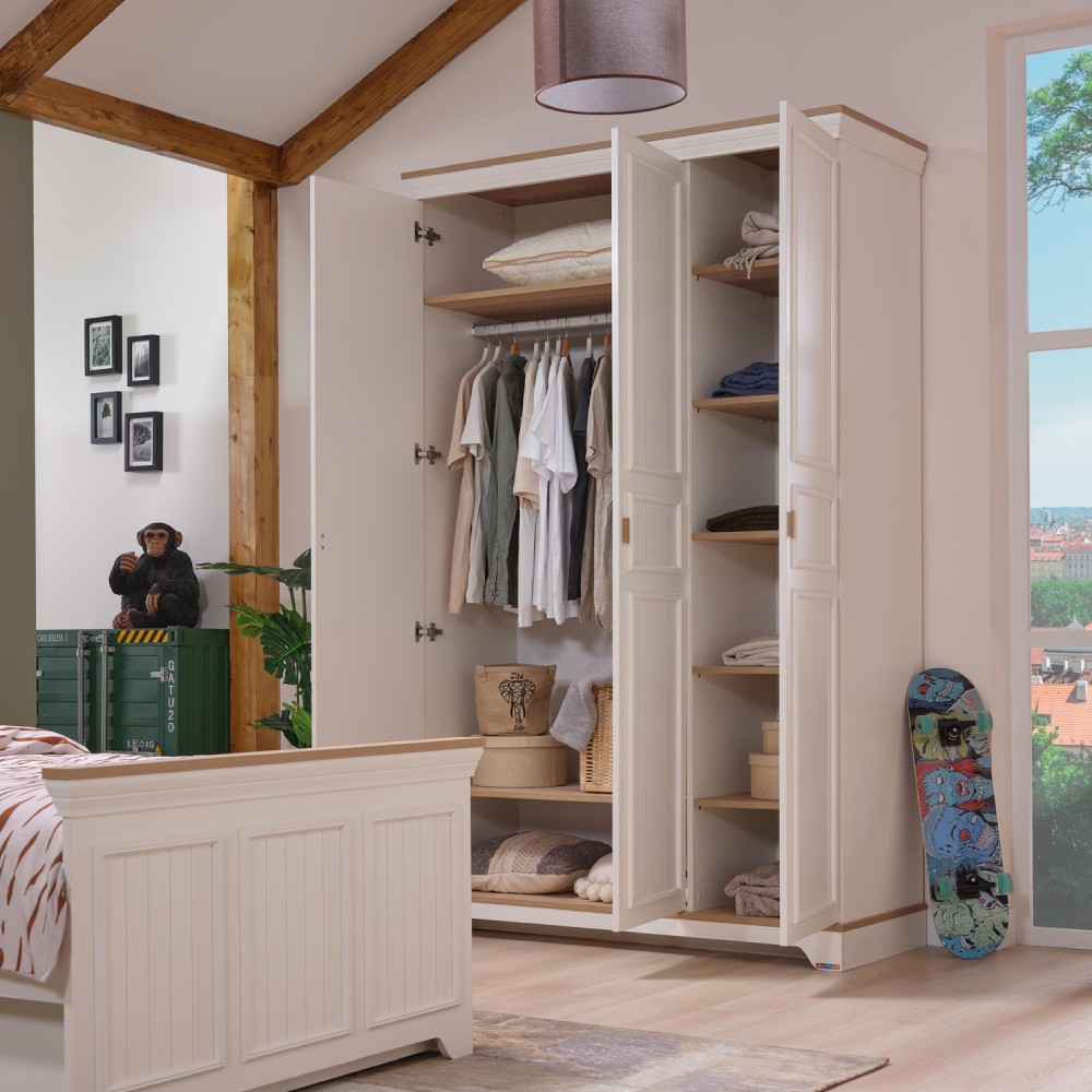 MONTE 3 DOORS WARDROBE CREAM - Image 4
