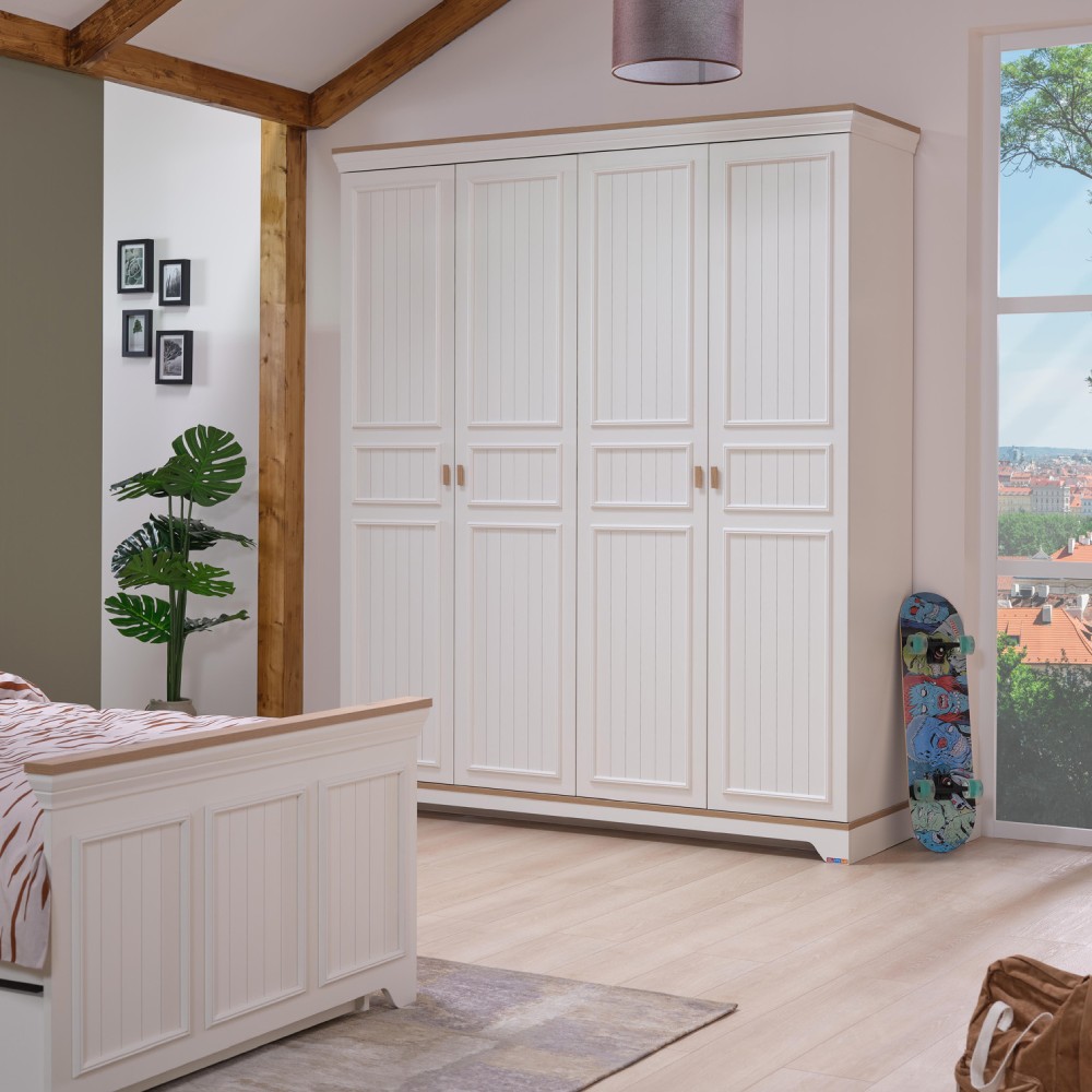 MONTE 4 DOORS WARDROBE CREAM - Image 3