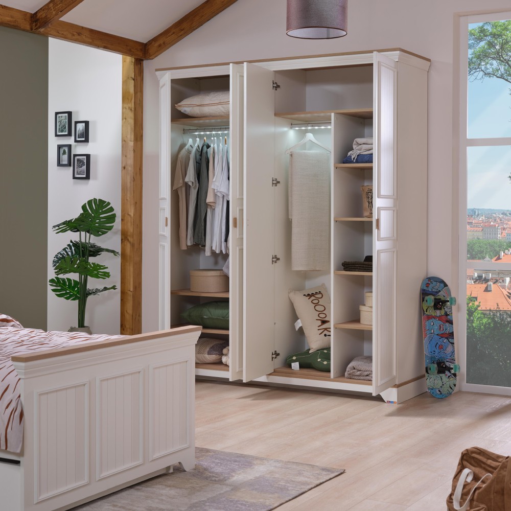 MONTE 4 DOORS WARDROBE CREAM - Image 4