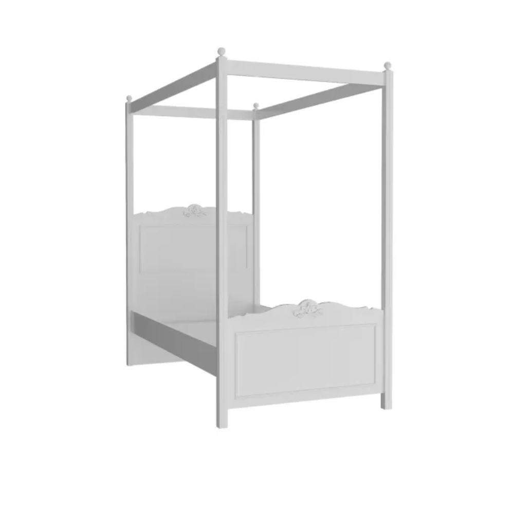 LORA 120X200 BED FRAME WITH CANOPY WHITE