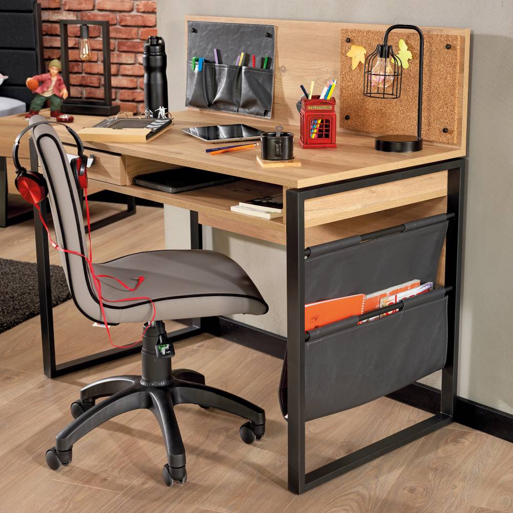 IRONY STUDY DESK NEW U OAK - Image 2