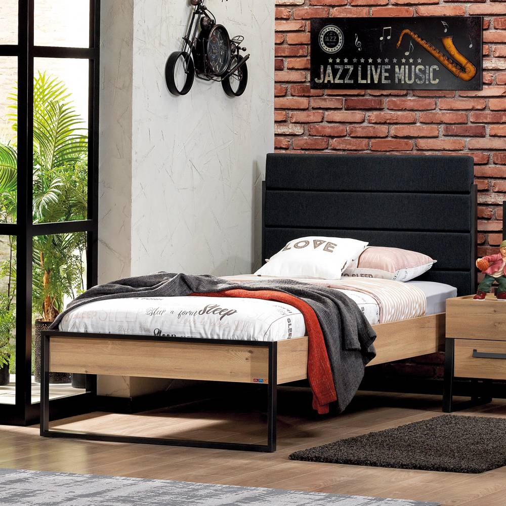 IRONY 100*200 VERTICAL BED FRAME &HB U OAK - Image 2